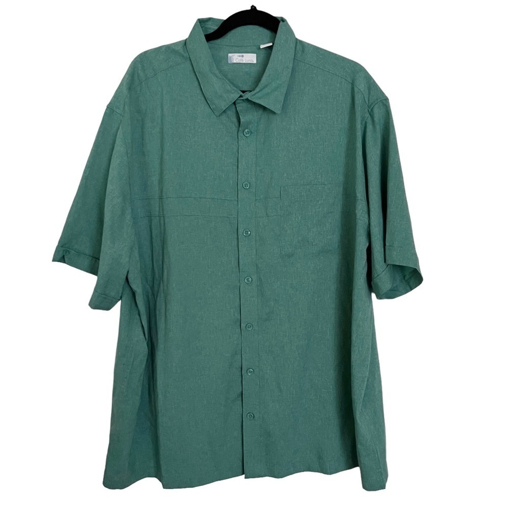 Cafe Luna Teal Short Sleeve Button Down Shirt 2XL